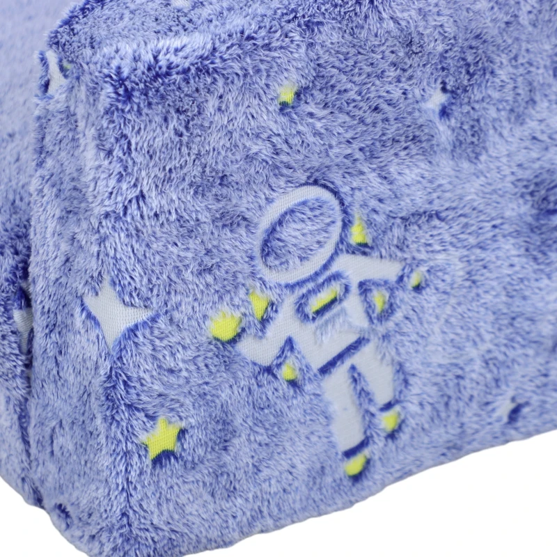 AIYAPLAY Sofá Infantil Plegable 2 en 1 Tapizado de Tela Luminosa con Patrón Cósmico Cojín y Funda Lavables Azul