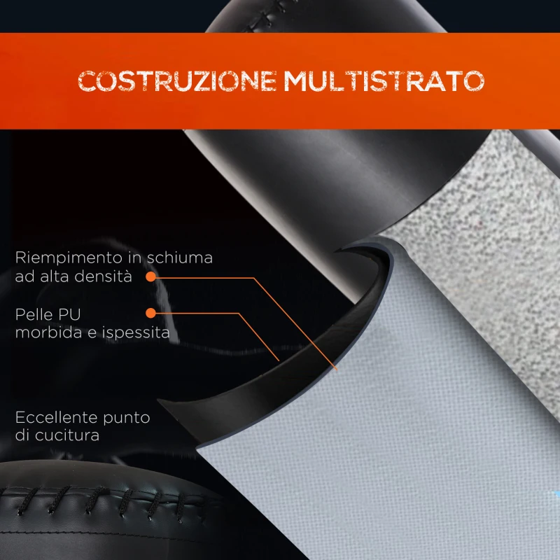 HOMCOM Sacco Boxe da Terra Autoportante, Sacco per Pugilato con Base Riempibile con Acqua e Sabbia, Nero