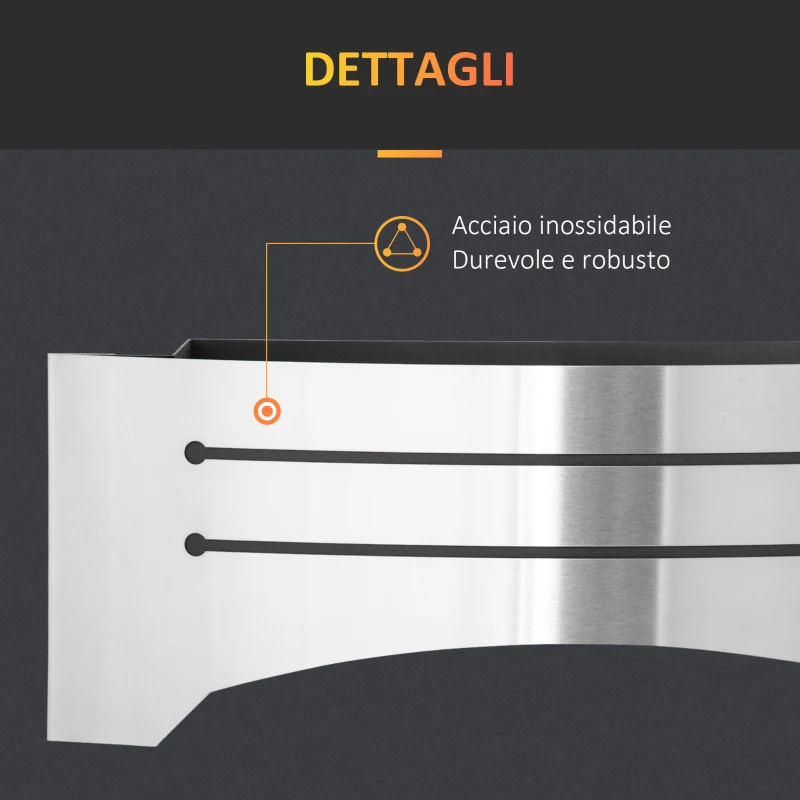 HOMCOM Camino Bioetanolo in Acciaio Inox, 3h di Combustione con Serbatoio 1.5L e Copertura 25m², 45x18x17 cm, Argento