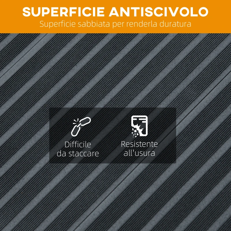 HOMCOM Rampa per Sedia a Rotelle Pieghevole in Alluminio con Deflettori e Adesivi, 91x73.6x5.1 cm, Nero