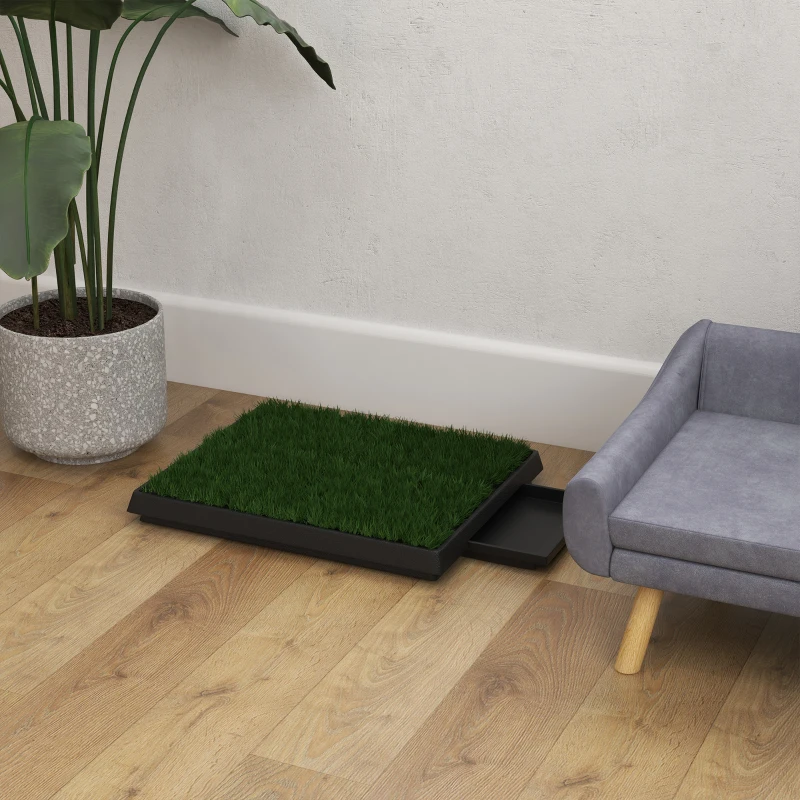 PawHut Hundetoilette mit Gras 63 x 51 cm Hundeklo Waschbar Welpentoilette Welpenklo mit herausnehmbarer Schublade, Trainingsunterlage für Kleine Hunde Große Hunde