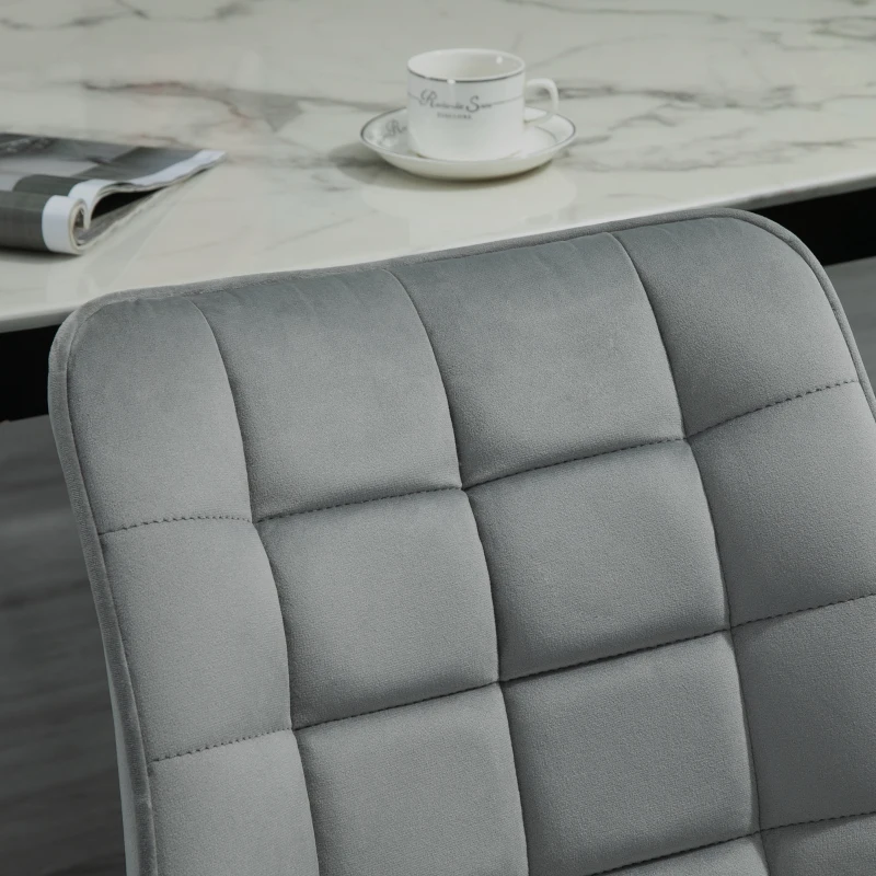 HOMCOM Lot de 2 chaises de salle à manger design assise dossier capitonné pieds métal noir effilés velours gris