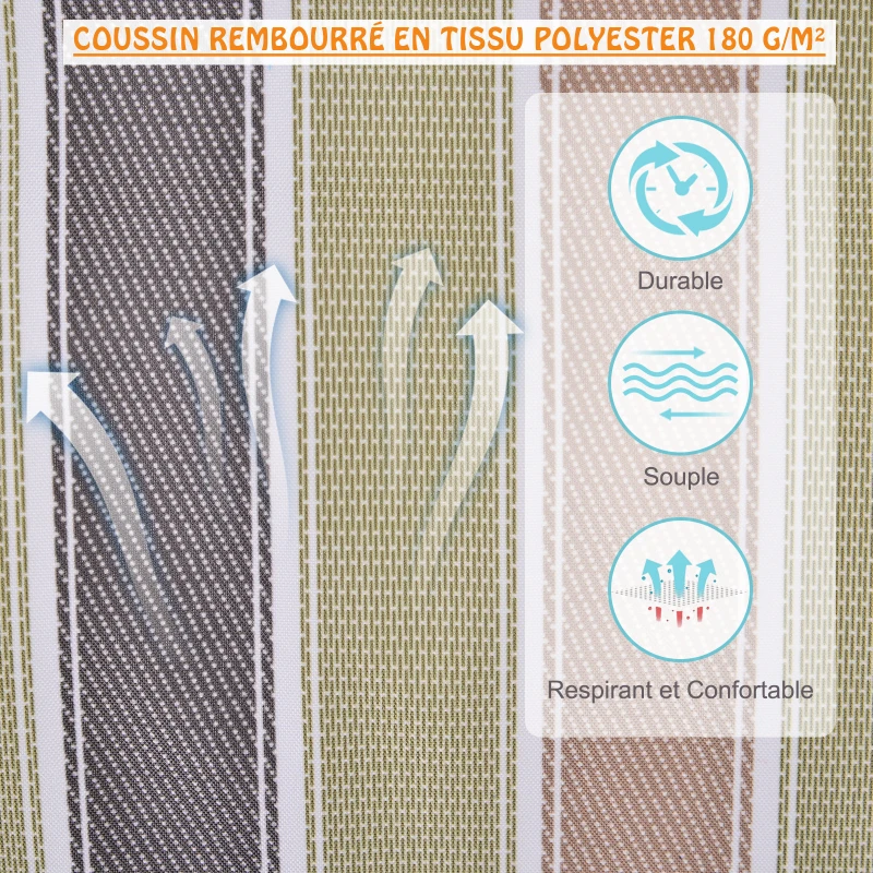 Outsunny Chaise Suspendue hamac de Voyage Respirant Portable dim. 100L x 49l x 106H cm Coton macramé Polyester Multicolore rayé