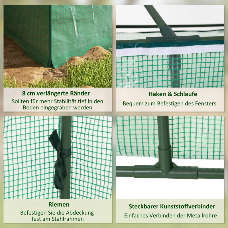 Outsunny Mini-Gewächshaus Frühbeet Foliengewächshaus, wetterbeständig, 180 x 92 x 92 cm, Grün