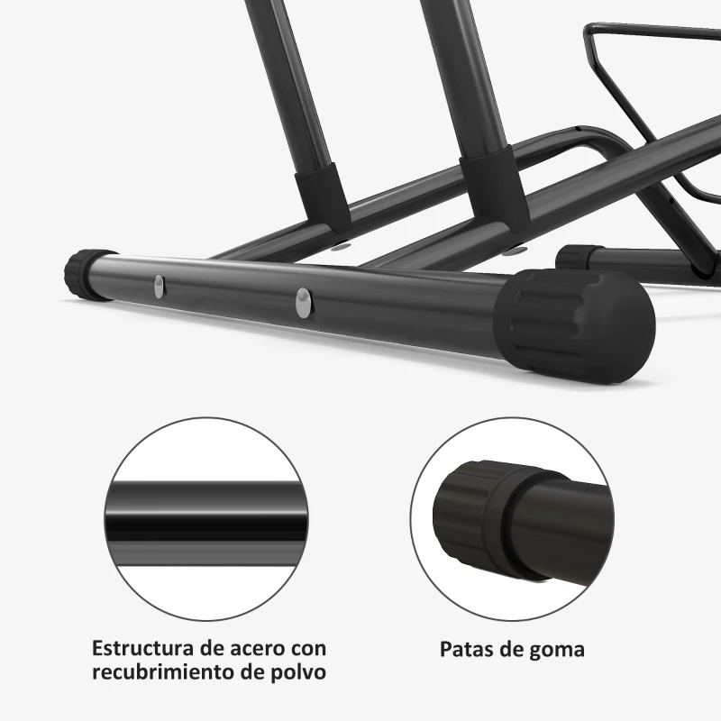 SPORTNOW Soporte para Bicicletas de Acero Aparca Bicis de Suelo Portátil para Interior y Exterior 59x41x38 cm Negro