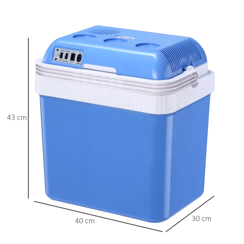 Outsunny 24L Auto-Kühlschrank Kühlbox Mini-Kühlschrank tragbar DC 12V AC 220V/240V für Auto und Camping Blau 40 x 30 x 43 cm