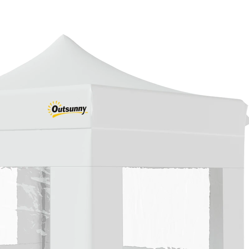 Outsunny Carpa Plegable 3x3 m con Altura Ajustable Cenador de Jardín con 4 Paredes Extraíbles de Tela Oxford 4 Ventanas y Bolsa de Transporte Impermeable Gazebo para Exterior Terraza Camping Blanco