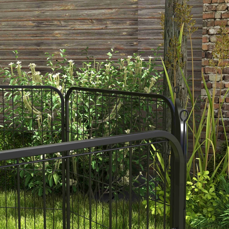 PawHut Parque para Mascotas de 8 Paneles 80x80 cm Corralito para Perros con Puerta y Doble Pestillo Metálicos Negro