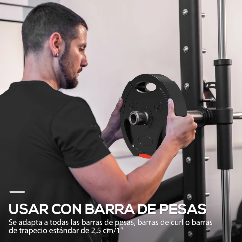 SPORTNOW Juego de Discos Pesas de 4 Piezas 2x5 kg 2x2,5 kg con Orificios de 2,5 cm para Entrenamiento Fitness en Hogar Negro