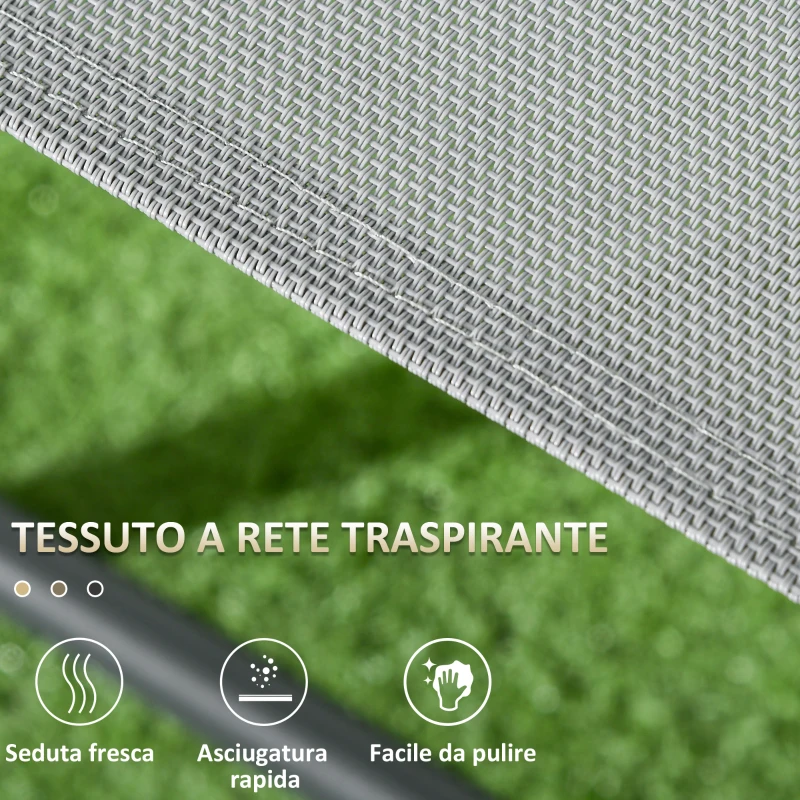 Outsunny Set da Giardino 3 Pezzi con 2 Sedie 53.5x64x93 cm e Tavolino da Caffè Ø45x50 cm, in Metallo, Grigio Chiaro