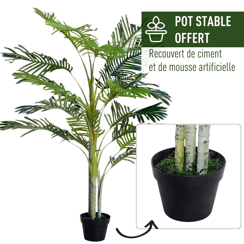 Outsunny Palmier Artificiel Hauteur 150 cm Arbre Artificiel décoration Plastique Fil de Fer Pot Inclus Vert