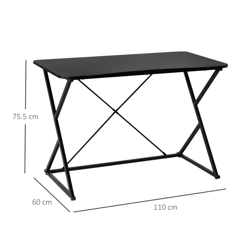 HOMCOM Scrivania per Camera e Ufficio Compatta e Salvaspazio, Scrivania Moderna in Metallo e MDF 100x60x75.5cm Nero