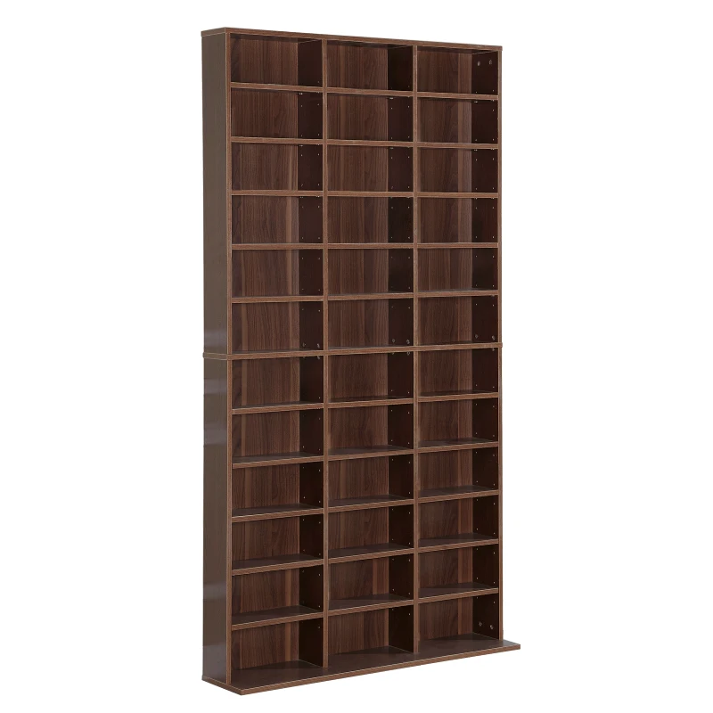 HOMCOM Mobile Porta CD con Ripiani Regolabili, Scaffale Porta 1116CD/528DVD Salvaspazio in MDF, Mobile Libreria con 36 Scomparti, 102x23.5x195 cm, Marrone
