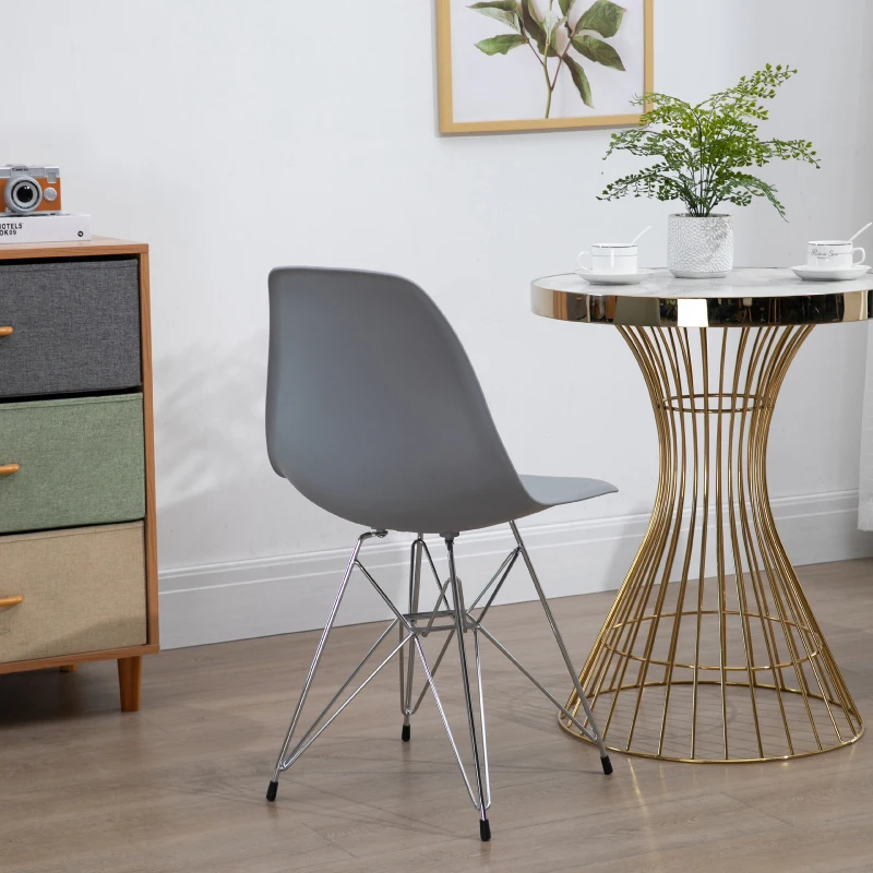 Lot de 2 chaises design néo-rétro Eiffel piètement métal assise dossier polypropylène