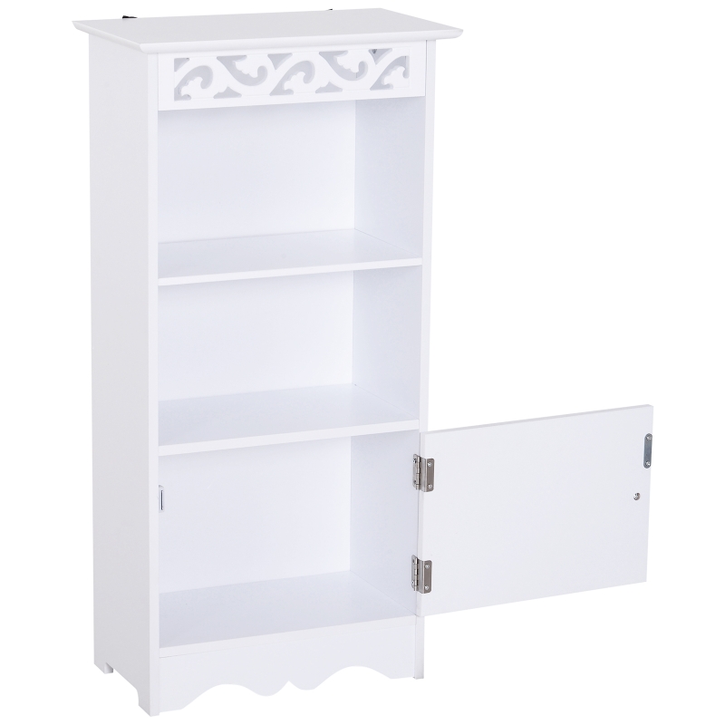 HOMCOM Sideboard, Küchenkommode mit 3 Fächern, Badschrank, Aufbewahrungsschrank, Küchenschrank, Beistellschrank für Wohnzimmer, Schlafzimmer, Weiß, 40 x 23 x 80 cm