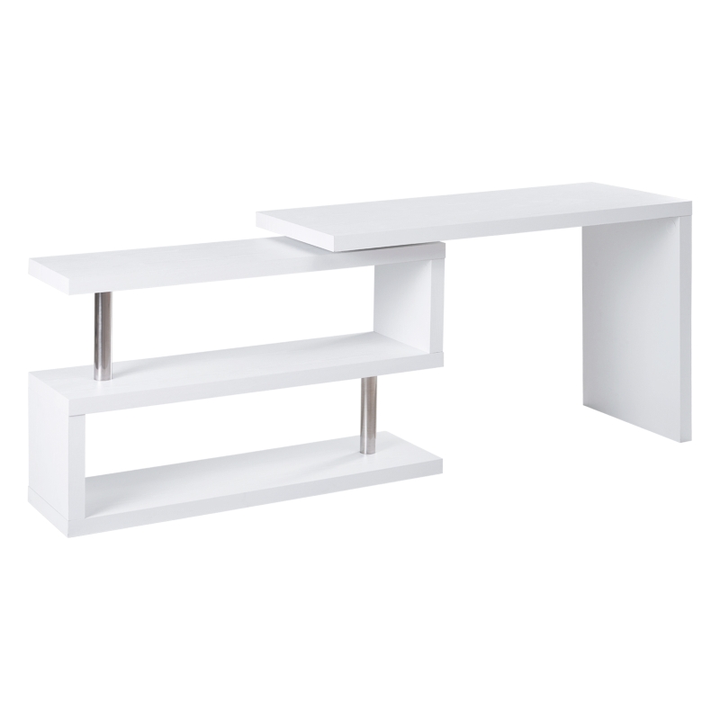 HOMCOM Escritorio Esquinero Giratorio Escritorio en L con Estantería Mesa de Escritorio con Estantes para Oficina Estudio 192x50x76,1 cm Blanco