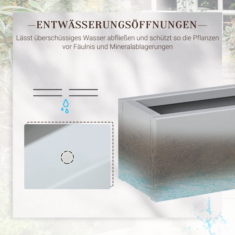 Outsunny Pflanzkübel, lackierter Stahl, wetterbeständig, 91 cm x 22 cm x 22 cm, Grau