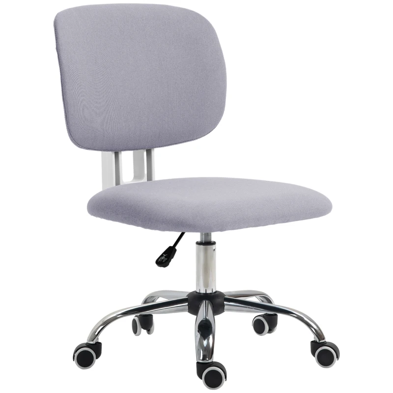 Vinsetto Sedia da Ufficio ad Altezza Regolabile in Tessuto Effetto Lino con Schienale Ricurvo, 48x53x80-90 cm, Grigio