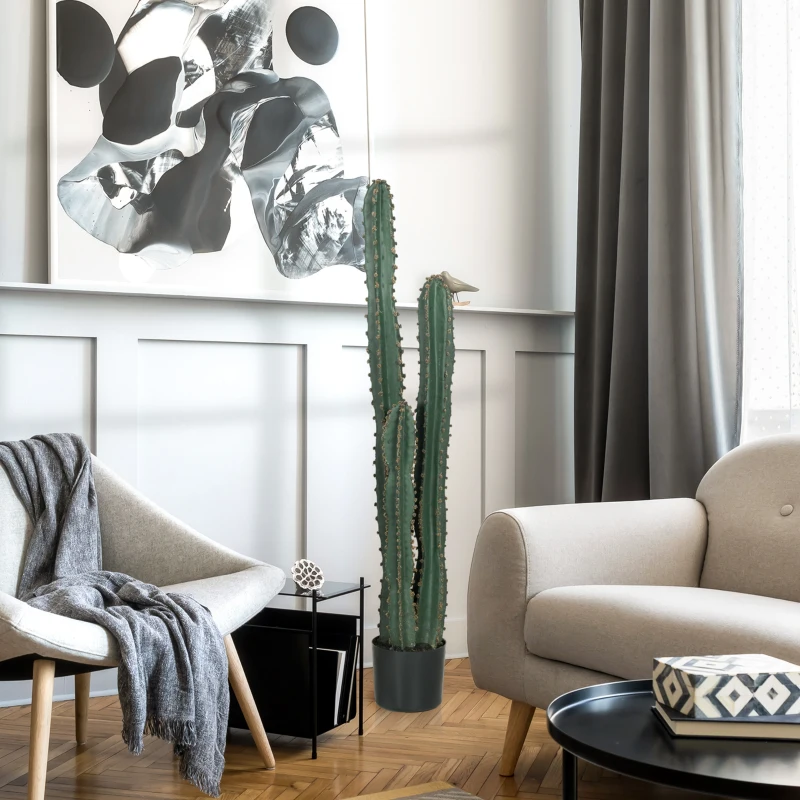Outsunny Cactus artificiel grand réalisme plante artificielle grande taille dim. Ø 18 x 120H cm vert