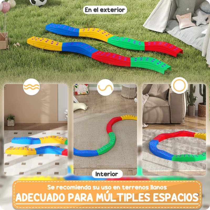 AIYAPLAY Vigas de Equilibrio para Niños de +3 Años de 8 Piezas Base Antideslizante para Entrenamiento de Equilibrio Multicolor