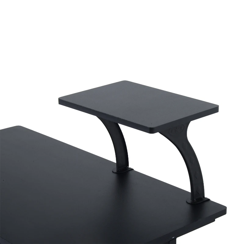 HOMCOM Bureau Informatique Table d'Ordinateur avec Rangement Multifonctionnel Bureau noir en bois 90 x 50 x 100 cm