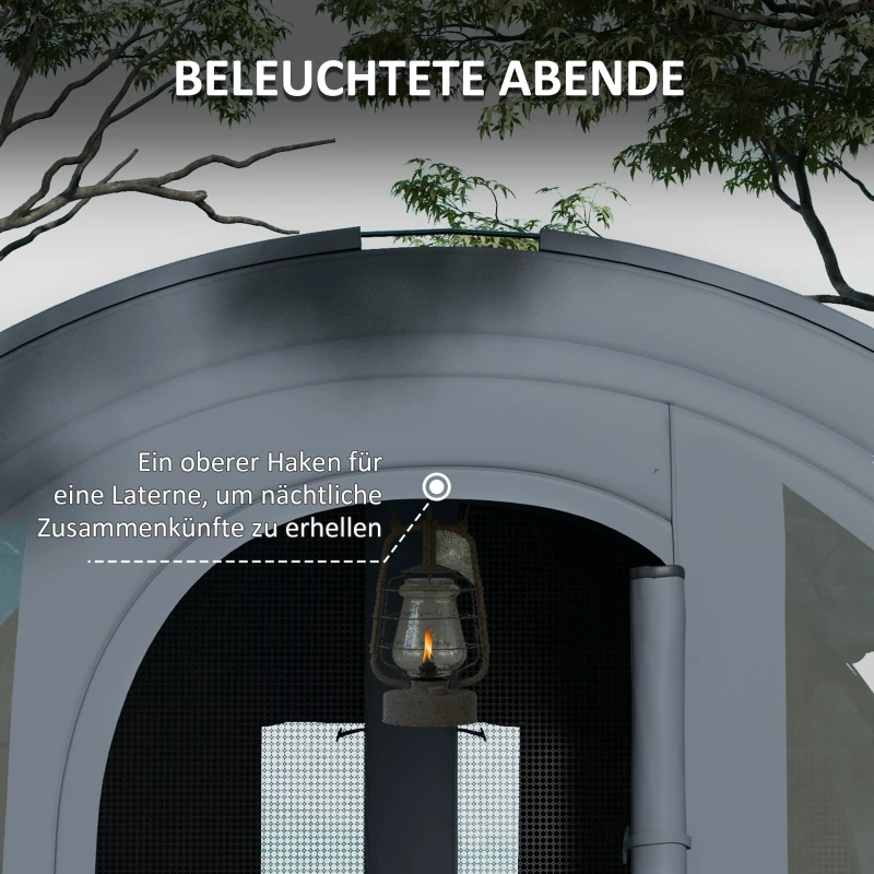 Outsunny Campingzelt bis 6 Pers., Familienzelt, separate Bereiche, wasserdicht, Grau/Blau