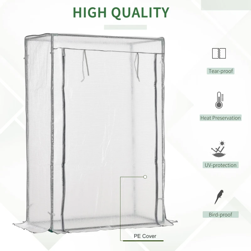 Outsunny 100 x 50 x 150cm Tomato Greenhouse with Roll-up Door, Mini Greenhouse with PE Cover, Outdoor Grow House Small Green House for Yard, Balcony, Garden, White