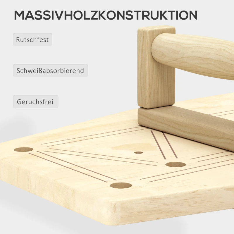 SPORTNOW Push Up Bars Set, Liegestützgriffe mit Trainingsboard & Widerstandsbändern, Holz