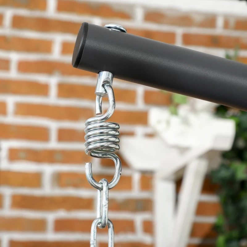 Outsunny Silla Colgante Plegable con Soporte y 2 Cojines Carga 100 kg para Interior y Exterior en Acabado de Ratán PE Gris Oscuro
