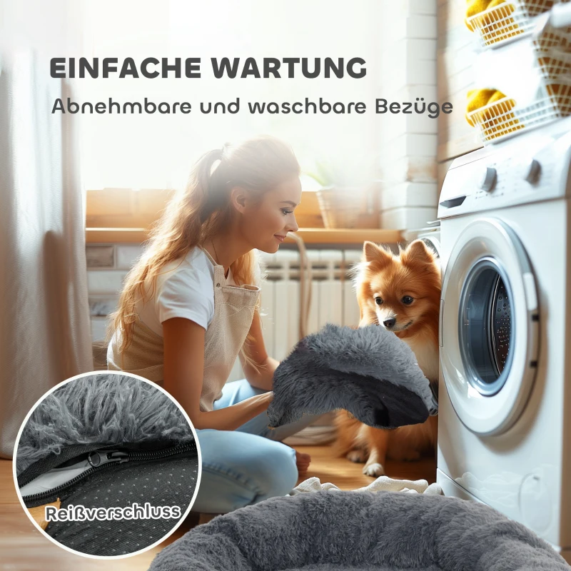 PawHut Hundebett, für Hunde und Menschen geeignet, waschbare Bezüge, zum gemeinsamen Ausruhen und Spielen, Dunkelgrau