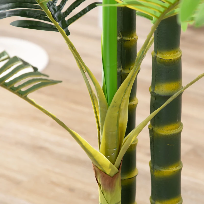 HOMCOM Palmera Areca Artificial 190cm Árbol Artificial con 30 Hojas Decoración de Interior y Exterior Ø19,5x190 cm Verde