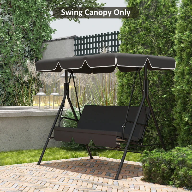 Outsunny 2/3 Seater Garden Swing Canopy Replacement Cover, UV50+ Sun Shade (Canopy Only), Black