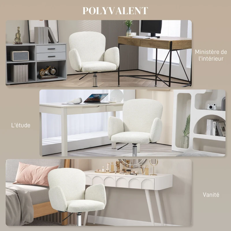 HOMCOM Fauteuil de bureau contemporain dossier accoudoirs grand confort hauteur réglable pivotant 360° piètement chromé