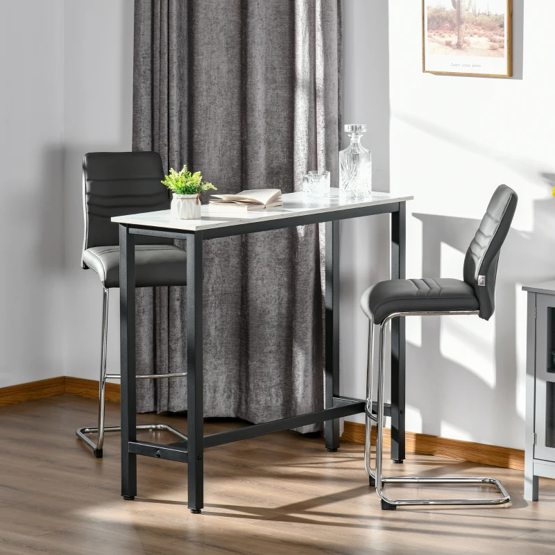 HOMCOM Rectangular Bar Table, Wood Effect Coffee Table for Small Space, Breakfast Dining, Kitchen, Industrial, White & Black