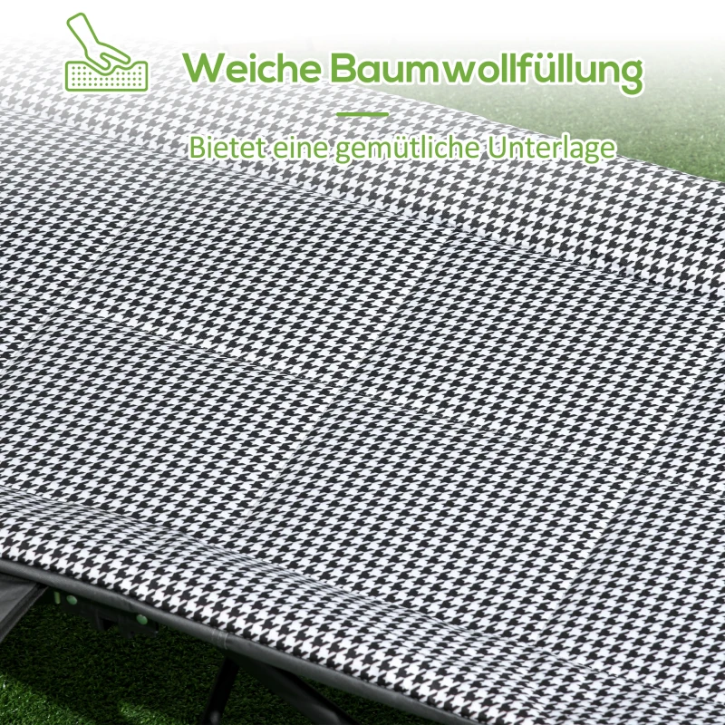 Outsunny Sonnenliege, klappbar, 1 Seitentasche, 1 Getränkehalter, 68 cm x 186 cm x 48 cm, Schwarz + Weiß