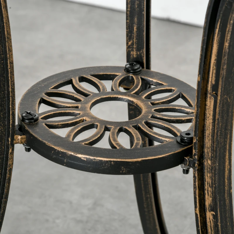 Outsunny 3pc Cast Aluminium Garden Bistro Set for 2 with Parasol Hole, Outdoor Coffee Table Set Rust Resistant with Cushions, Bronze