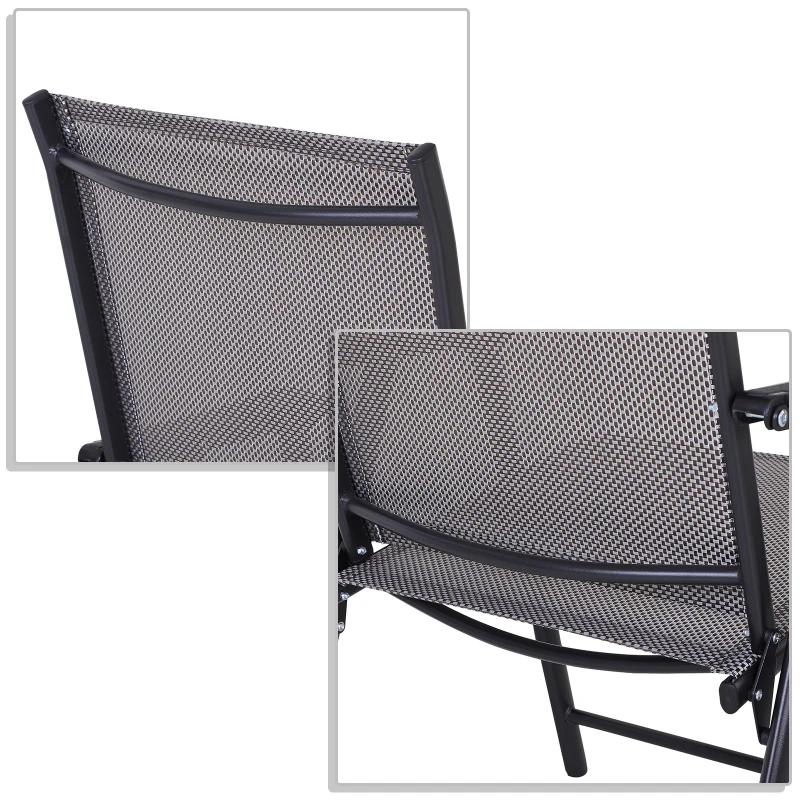 Outsunny Lot de 2 chaises de Jardin Pliantes avec accoudoirs métal époxy textilène - dim. 58L x 64l x 94H cm - Noir Gris