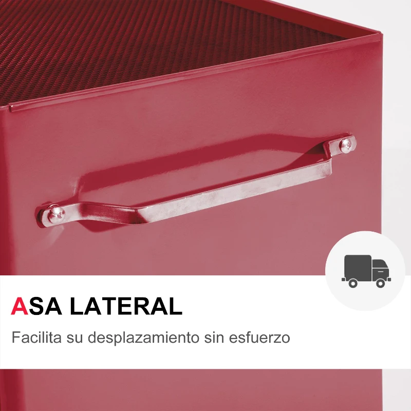 HOMCOM Carro de Herramientas para Taller con Ruedas 5 Cajones Armario con Cierre y Asa Lateral 61,5x33x82,5 cm Rojo