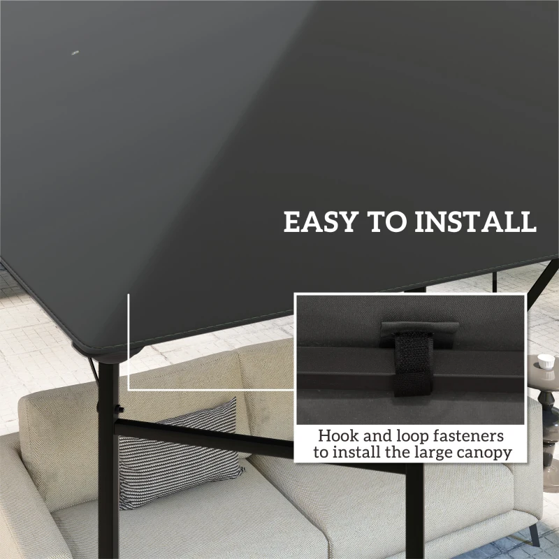 Outsunny 3 x 3(m) Gazebo Canopy Replacement Cover, Garden Gazebo Roof Replacement with Drain Holes, Water Resistant PVC Coating, 370g/㎡, UPF30+, TOP COVER ONLY, Grey