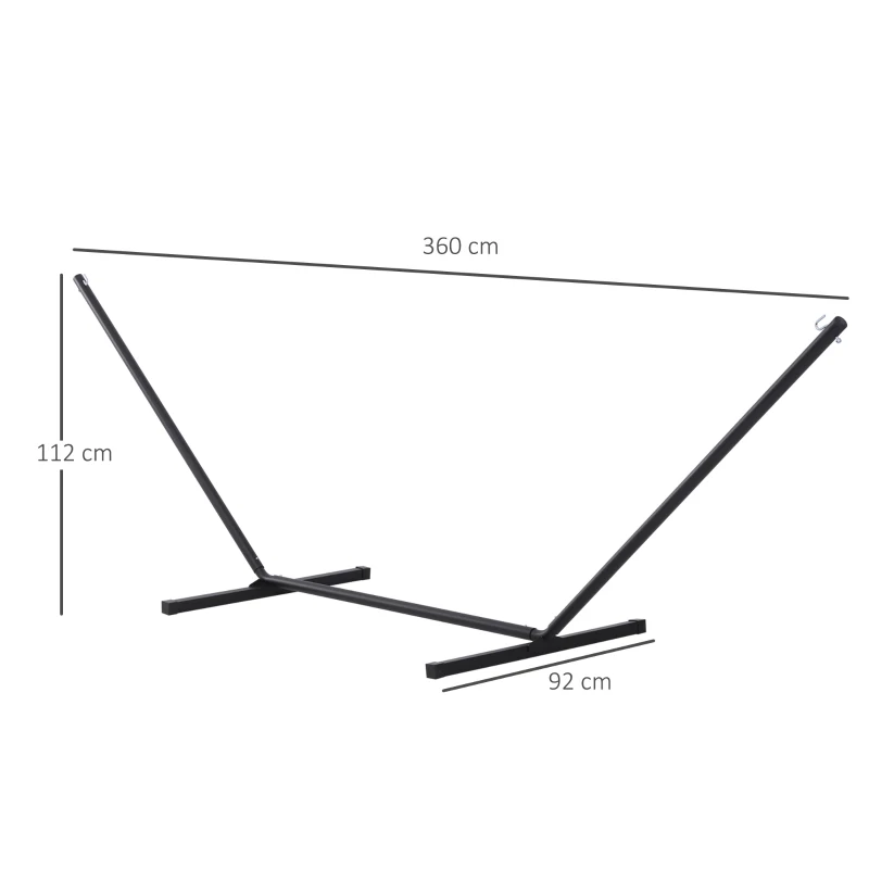 Outsunny Support Pied de hamac Structure Robuste métal époxy Noir dim. 3,60L x 0,92l x 1,12H m