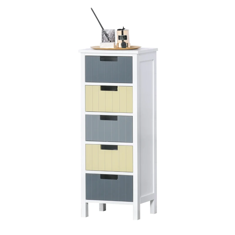 HOMCOM Storage Tower, Dresser Chest of Drawers, Wood Top, Organizer Unit for Closets Bedroom Nursery Room Hallway