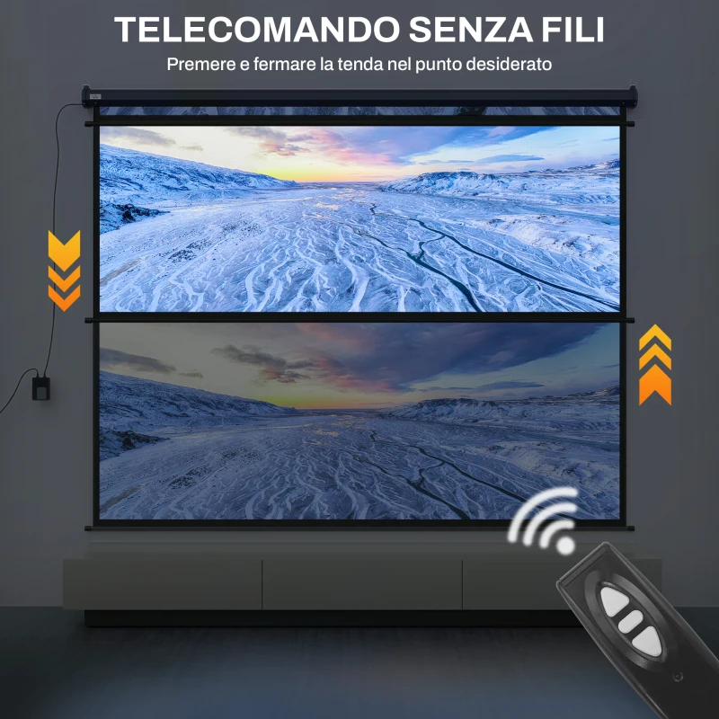HOMCOM Schermo per Proiettore 120" Formato 4:3 Regolabile con Telecomando, 244x183cm, Nero