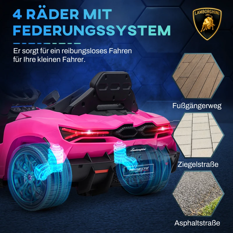 AIYAPLAY Elektroauto für Kinder von 3-5 Jahren, sanfter Antrieb, fernsteuerbar, mit Hupe, Kunststoff und Metall, Rosa(m-6)