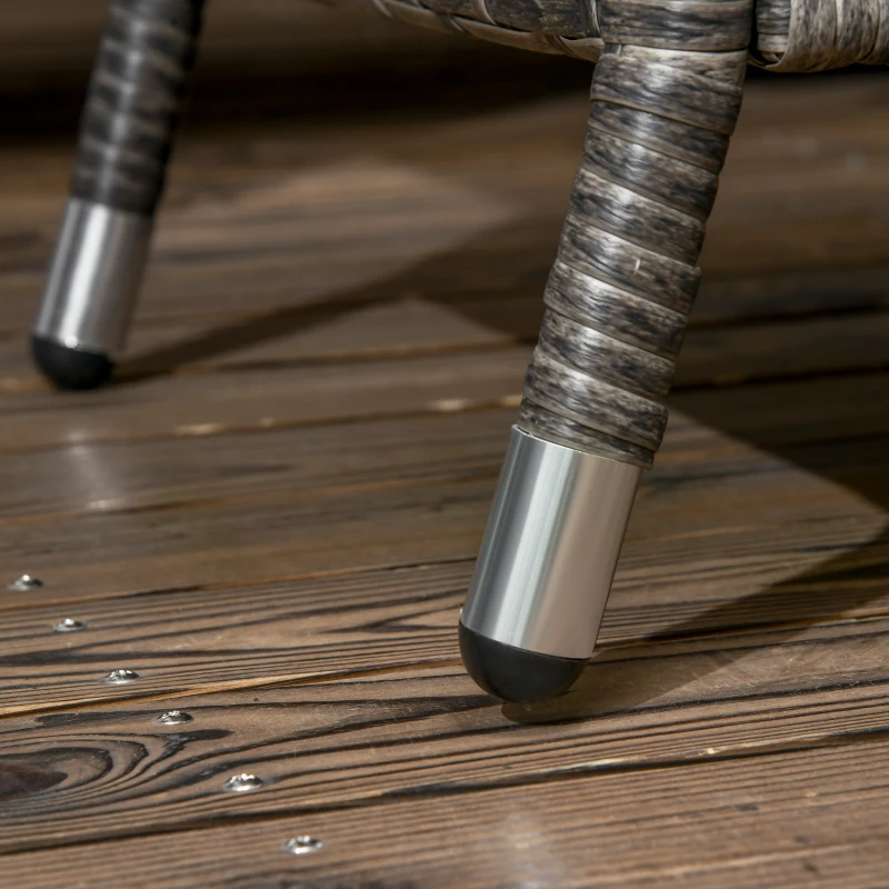 Outsunny Set da Giardino 4 Pezzi in Rattan e Acciaio con Tavolino da Caffè a 2 Livelli, Divano e 2 Sedie