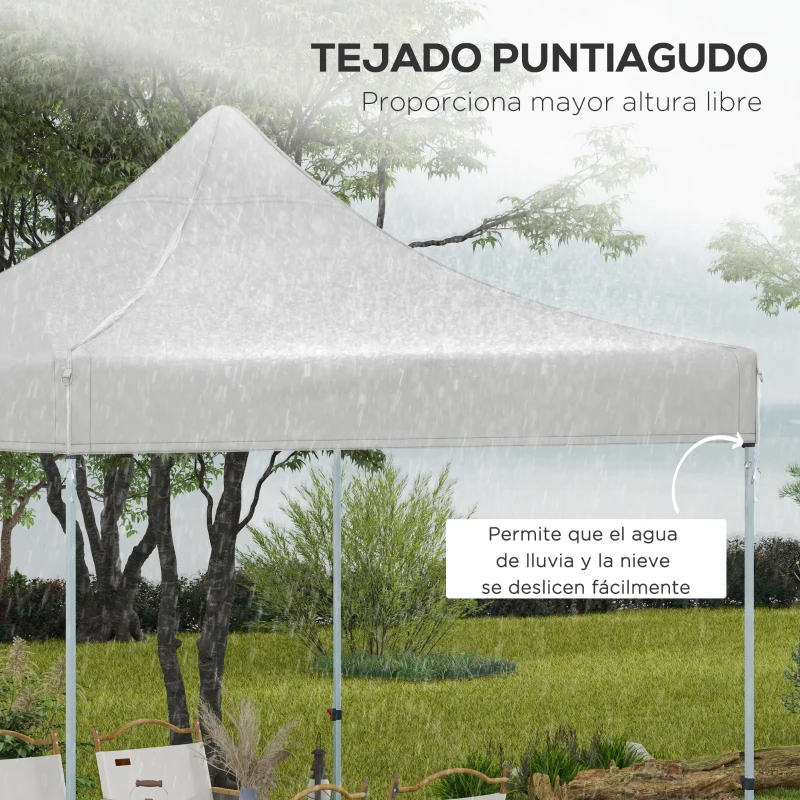 Outsunny Techo de Repuesto para Carpa Plegable de Tela Oxford 3x3 m con Techo Puntiagudo Impermeable y Anti-UV Blanco