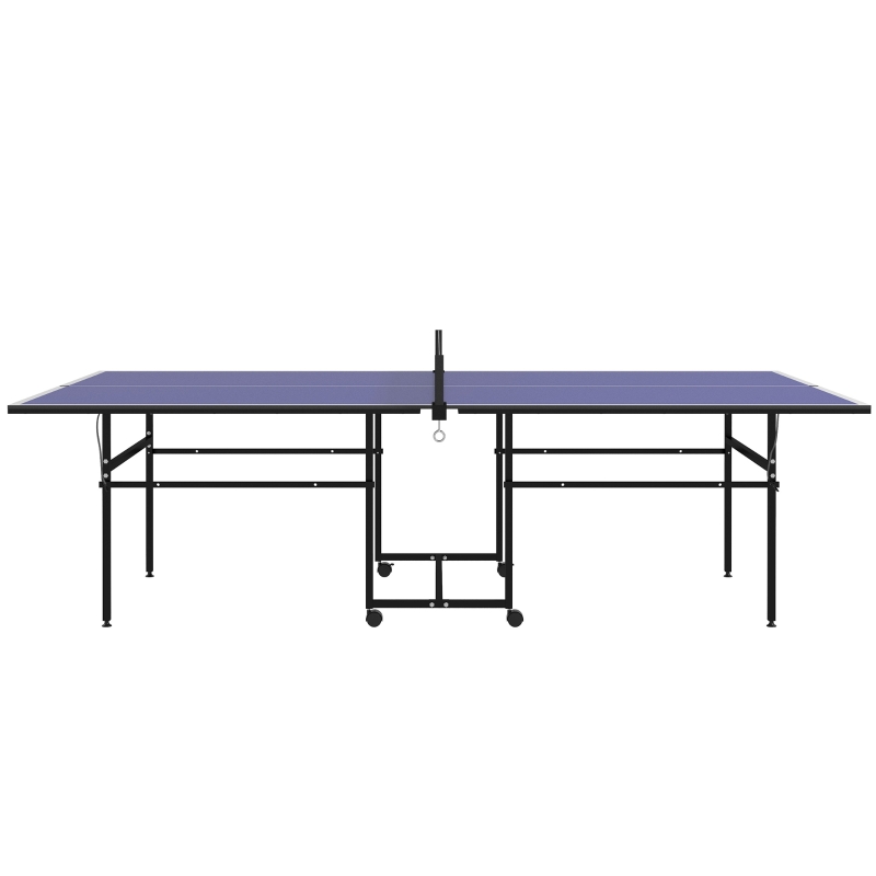 SPORTNOW 9FT Folding Table Tennis Table with Four Wheels, for Indoor Use, Blue