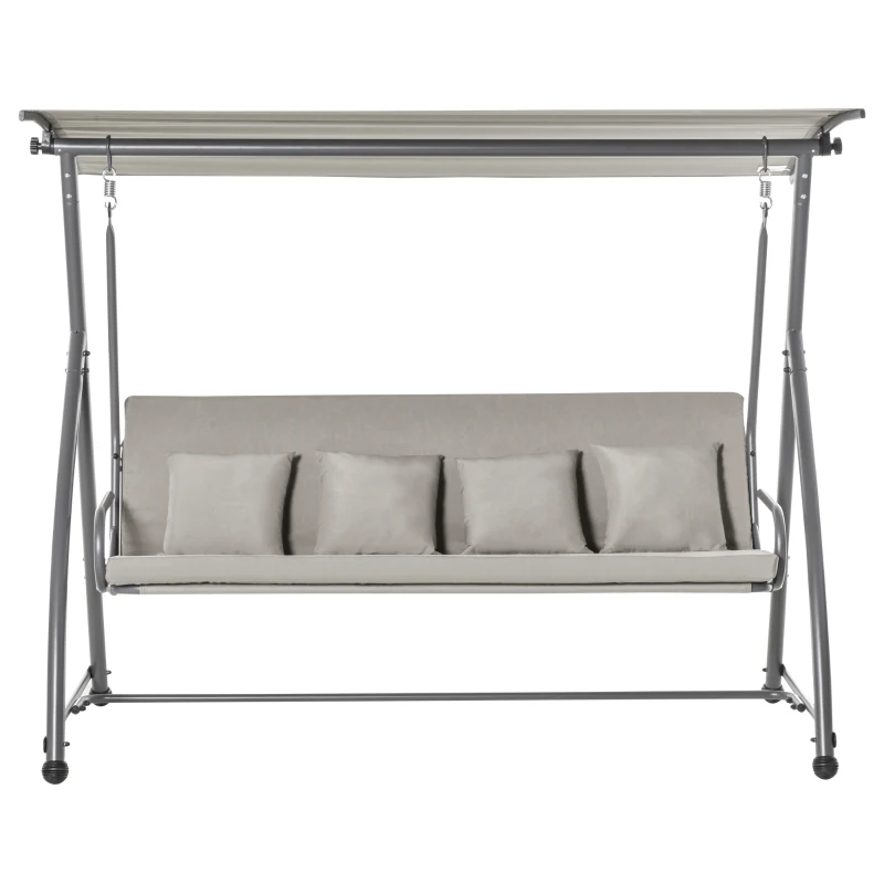 Outsunny Hollywoodschaukel Gartenschaukel Hängebank 3 sitzer Schaukel mit verstellbarem Dach Liegefunktion Polyester Braun 215 x 120 x 165 cm