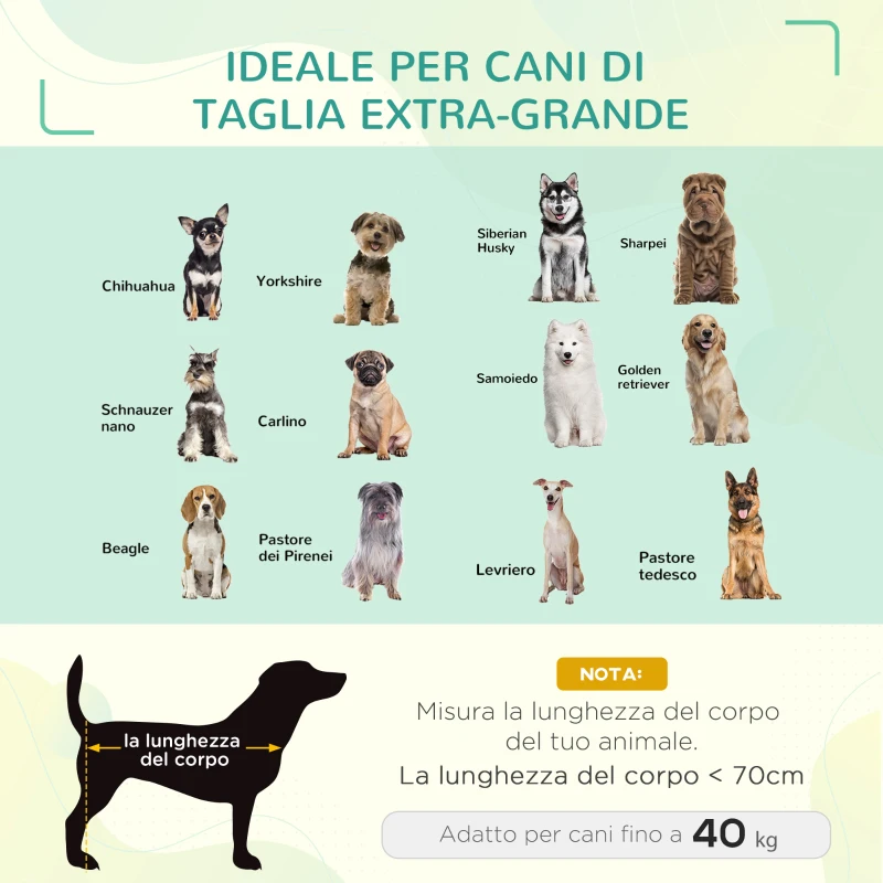 PawHut Lettino per Cani da Interno ed Esterno Capacità fino a 32kg con Tessuto Traspirante 130x90x20cm Nero