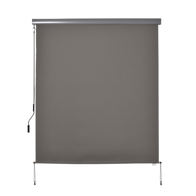 Outsunny Senkrechtmarkise Balkonmarkise Vertikalmarkise Windschutz Seitenrollo Sichtschutz mit Handkurbel Polyesterstoff+Aluminium Grau 250 x 160 cm
