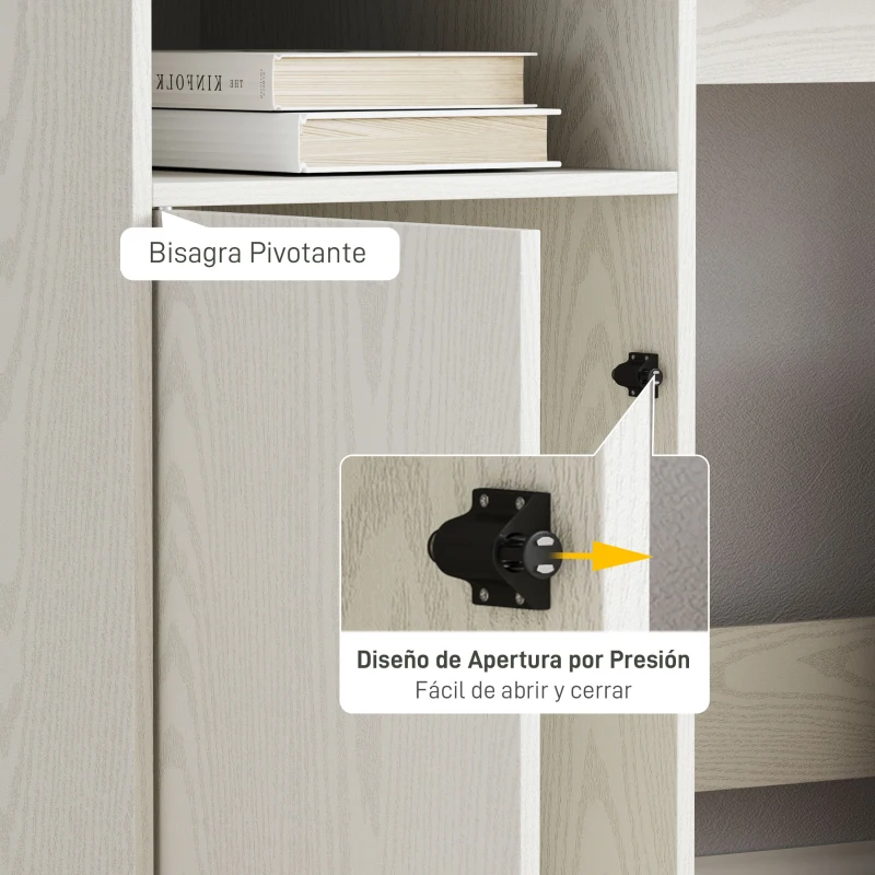 HOMCOM Escritorio con Estantería Moderno Escritorio con Compartimentos Abiertos Soporte para Monitor 108x50x94 cm Crema